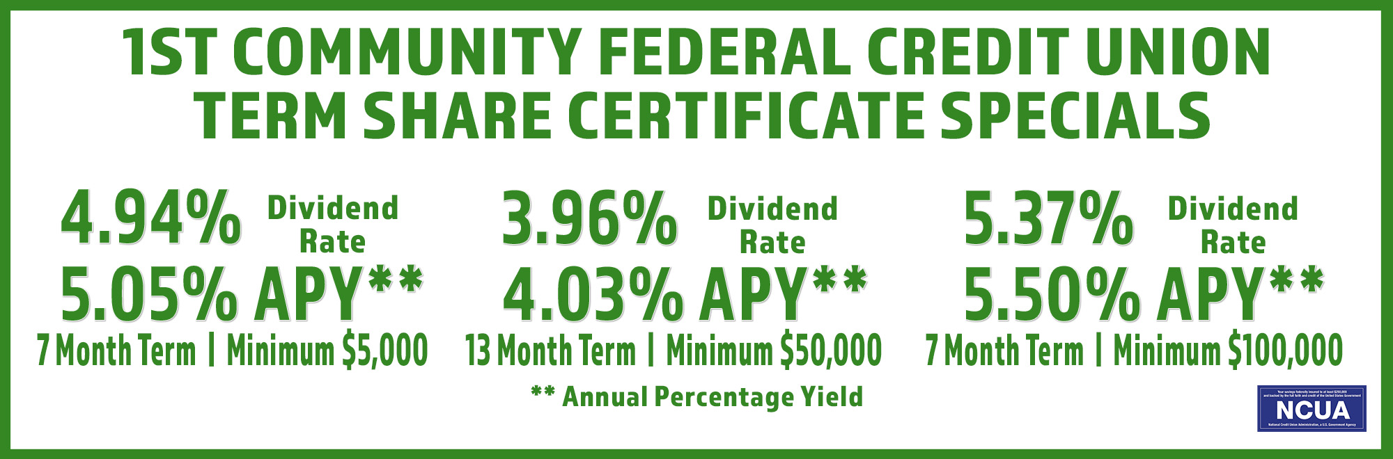 Term Share Certificate Specials